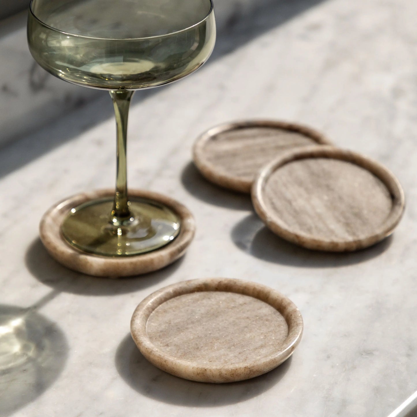 Novi Round Coasters Set of 4 Beige Marble