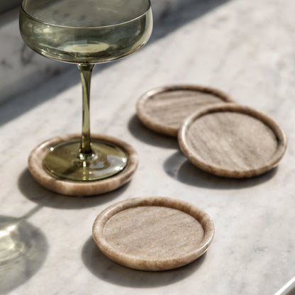 Novi Round Coasters Set of 4 Beige Marble