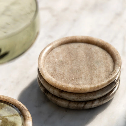 Novi Round Coasters Set of 4 Beige Marble