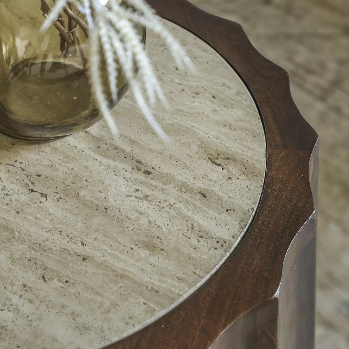 Travertine Topped Cascia Side Table