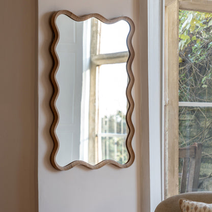 Oak Wiggle Mirror