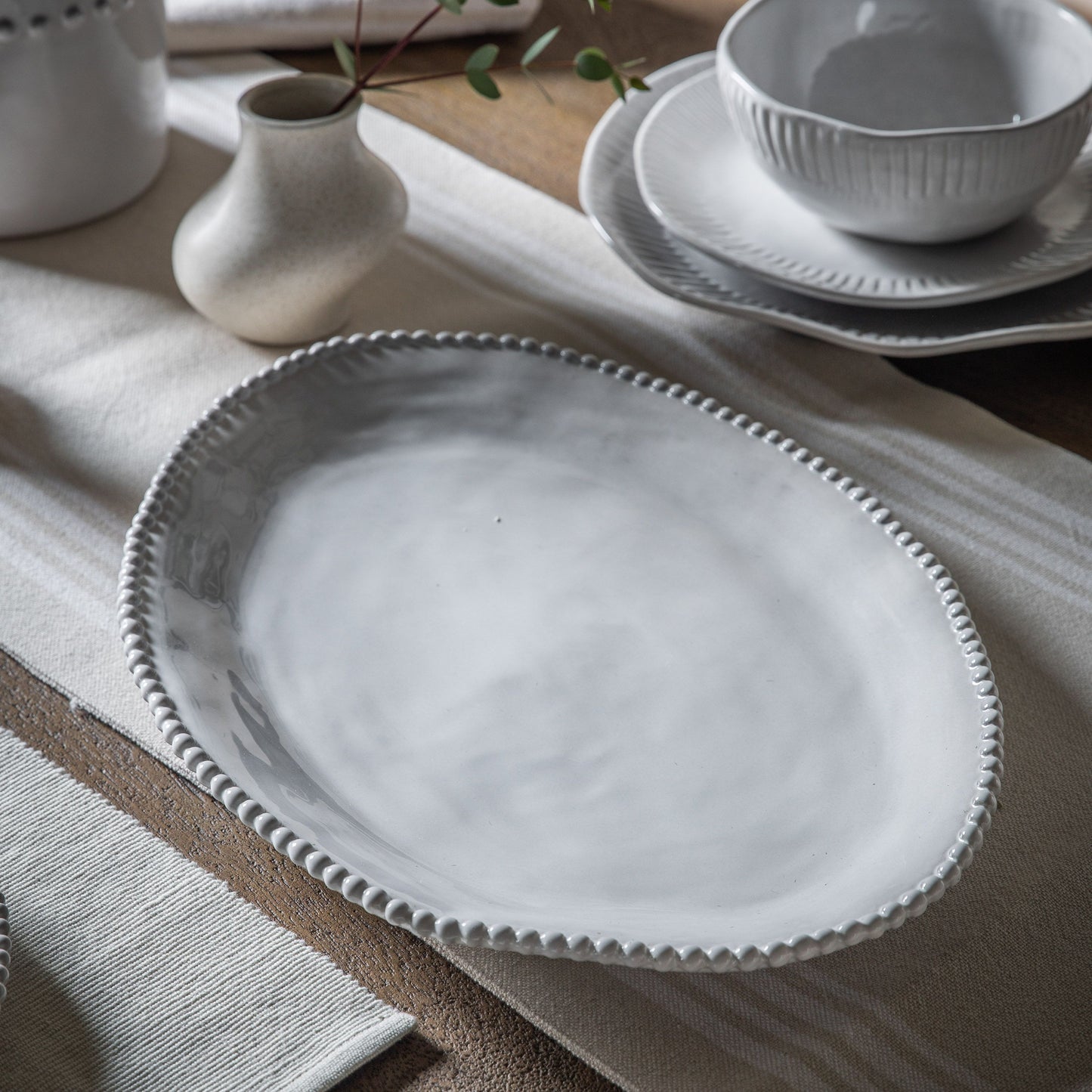 White Beaded Porcelain Platter